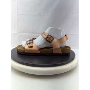 Cushionaire Lauri Cork Footbed Womens Size 8M Rose Gold Slip On Sandals Shoes